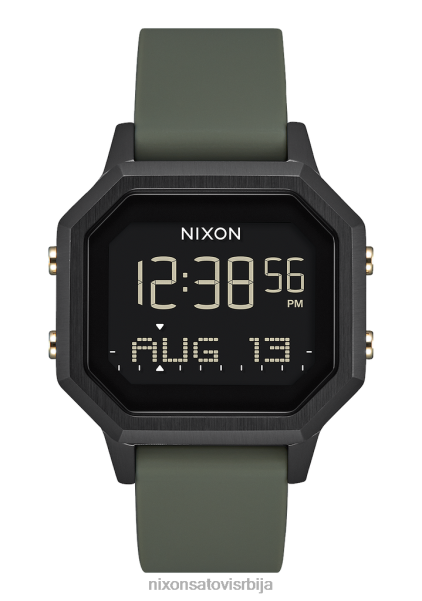 сирена од нерђајућег челика Nixon црно/умор 6P64X205 гледати