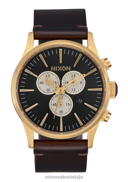 стражарска хроно кожа Nixon златно/индиго/браон 6P64X108 гледати