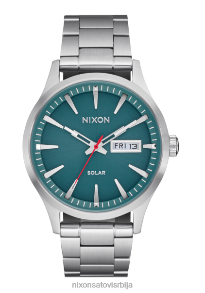 стражарски соларни нерђајући челик Nixon сребро/јаспис 6P64X99 гледати